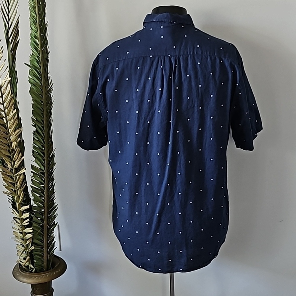 H&M L.O.G.G Navy Blue Button Down Short Sleeve Shirt with Star Print - Picture 2 of 11